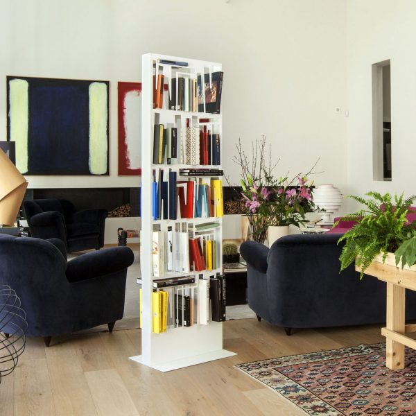 Bookshape white metal Big home design decor bookcase made in Italy | Lettera G