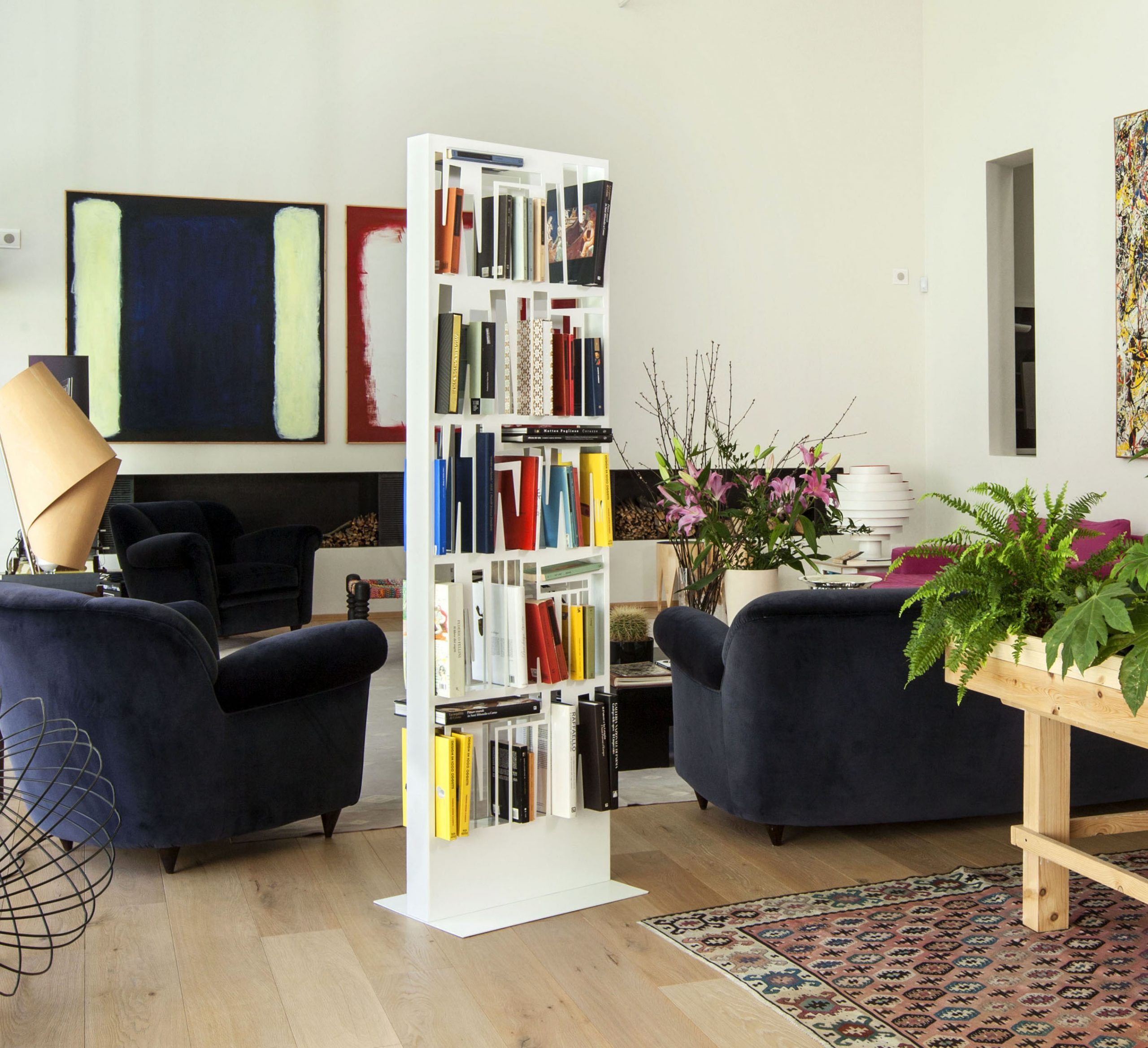 Bookshape white metal Big home design decor bookcase made in Italy | Lettera G
